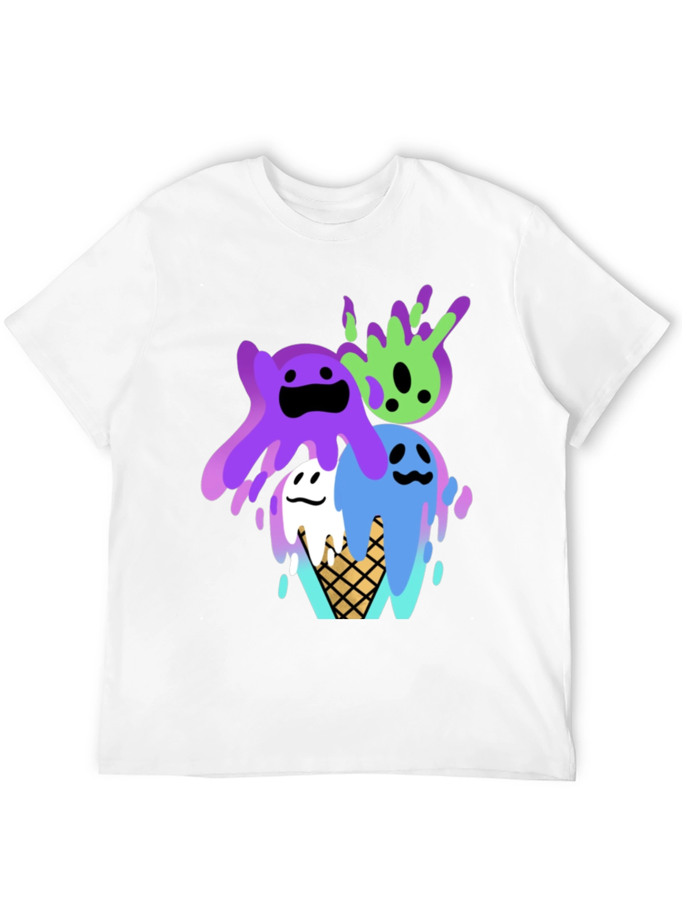 Cute Ice Cream Slime Graphic Tee - Black