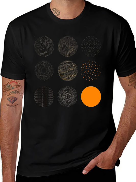 Abstract Circle Design Black T-Shirt