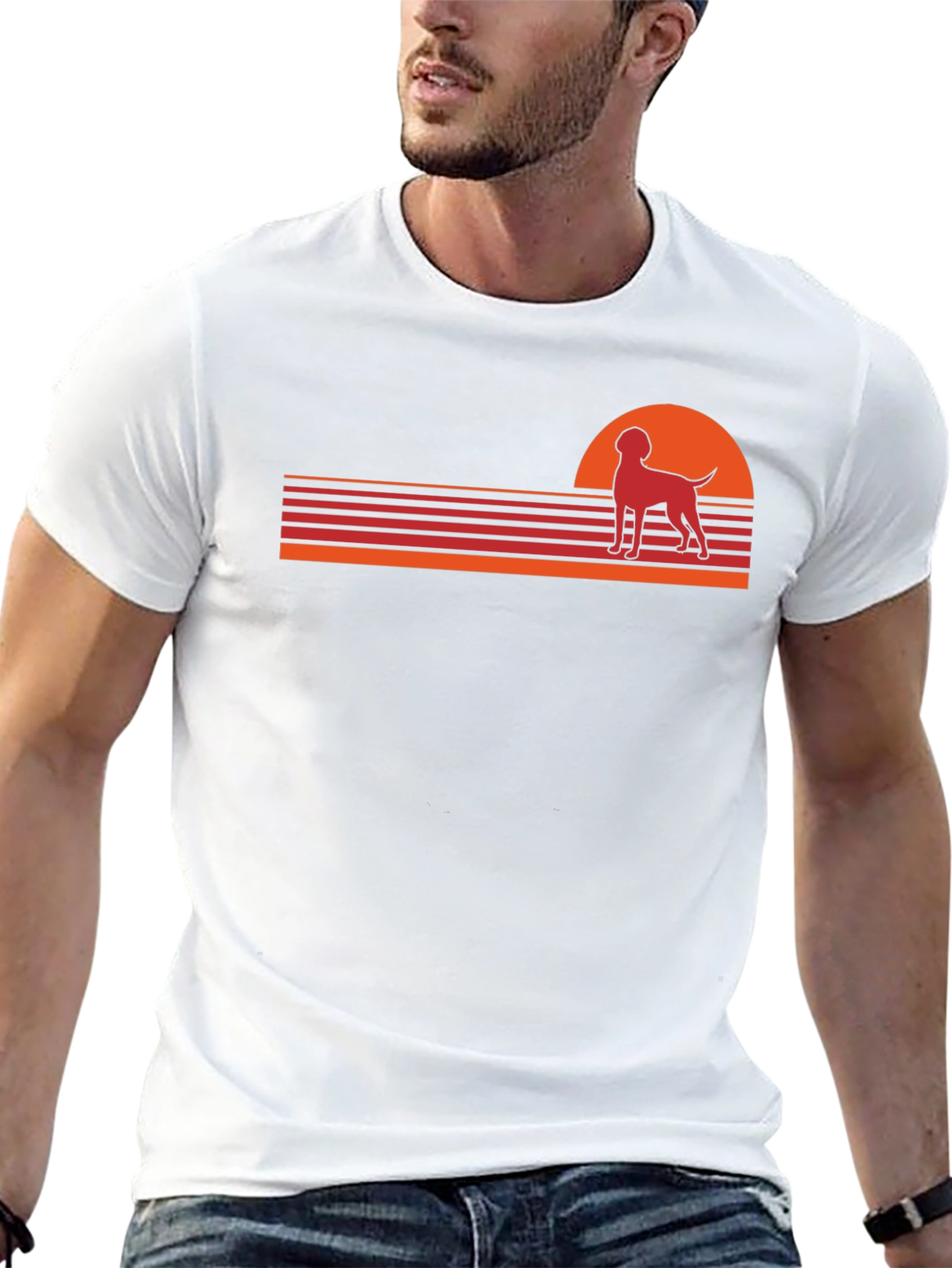 Retro Dog Sunset Graphic Tee - Black