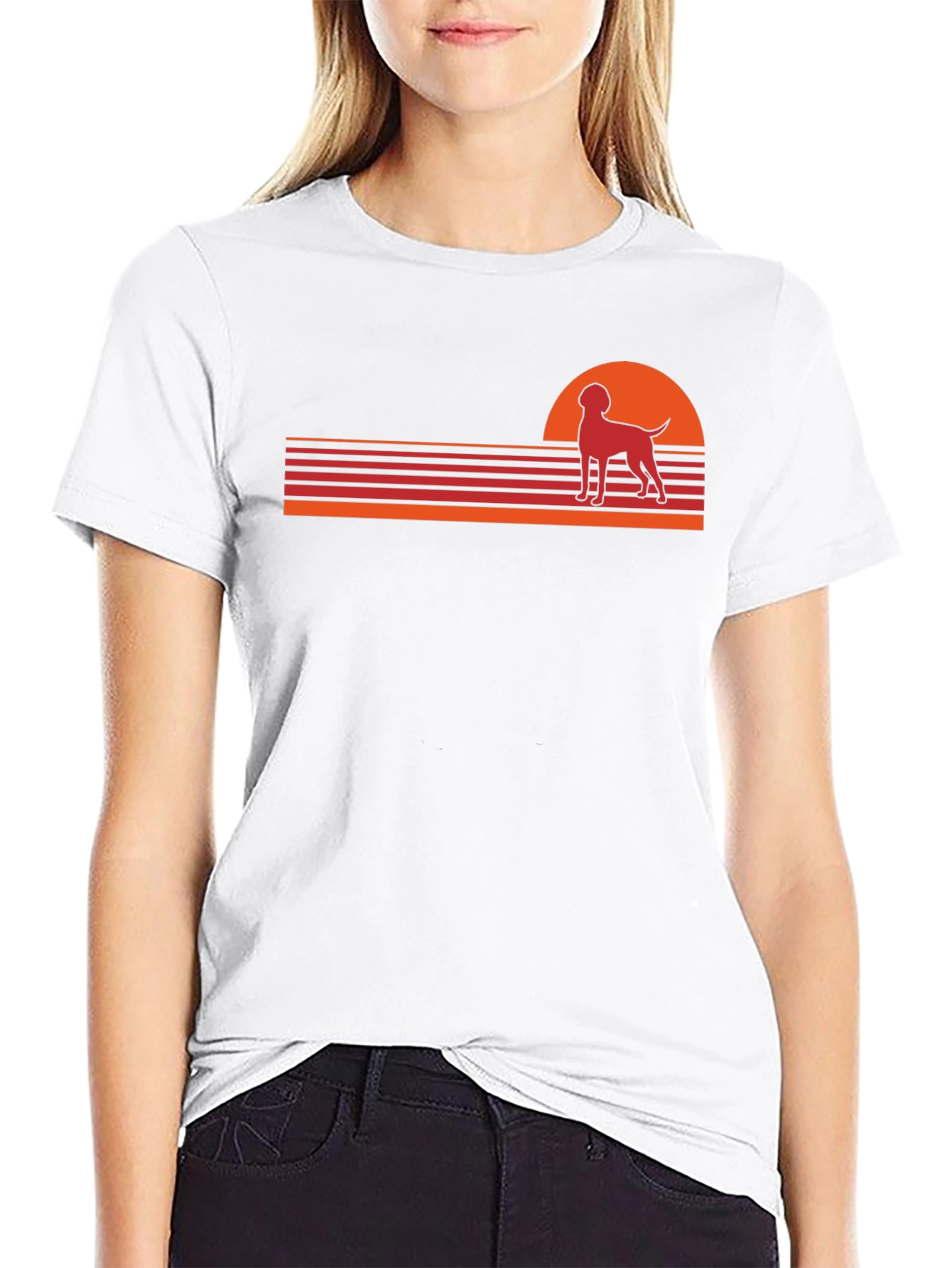 Retro Dog Sunset Graphic Tee - Black