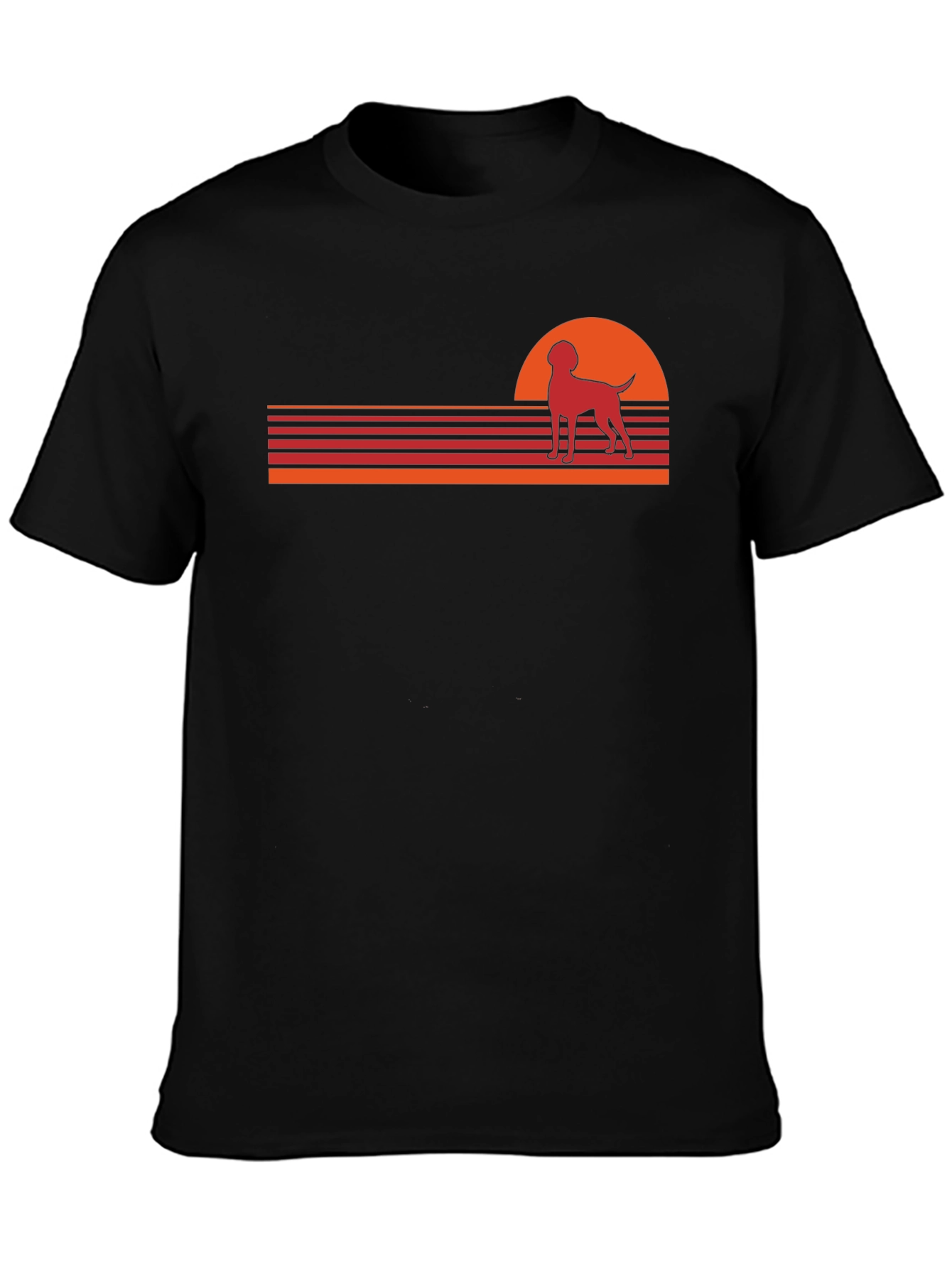 Retro Dog Sunset Graphic Tee - Black