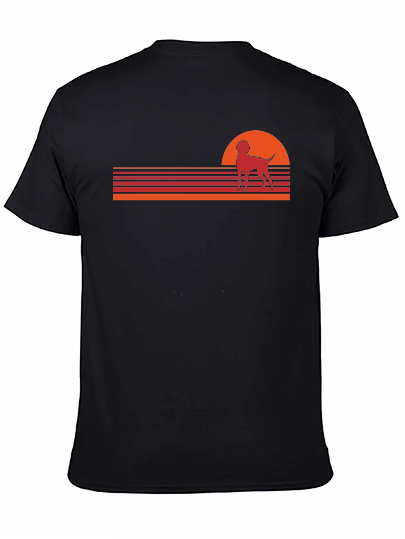 Retro Dog Sunset Graphic Tee - Black