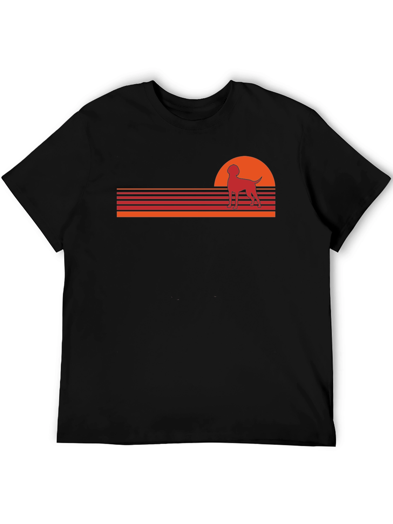 Retro Dog Sunset Graphic Tee - Black