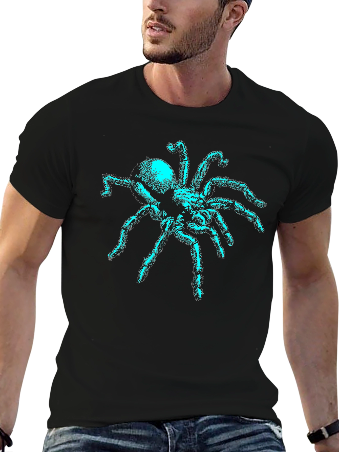 Spider Graphic Print Black T-Shirt