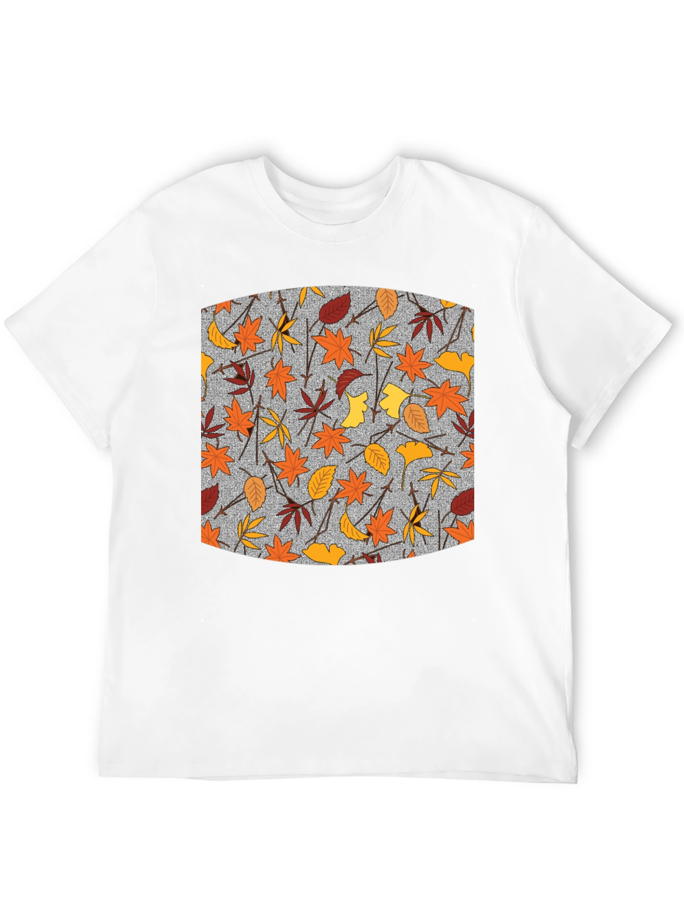 Autumn Leaf Pattern Black T-Shirt