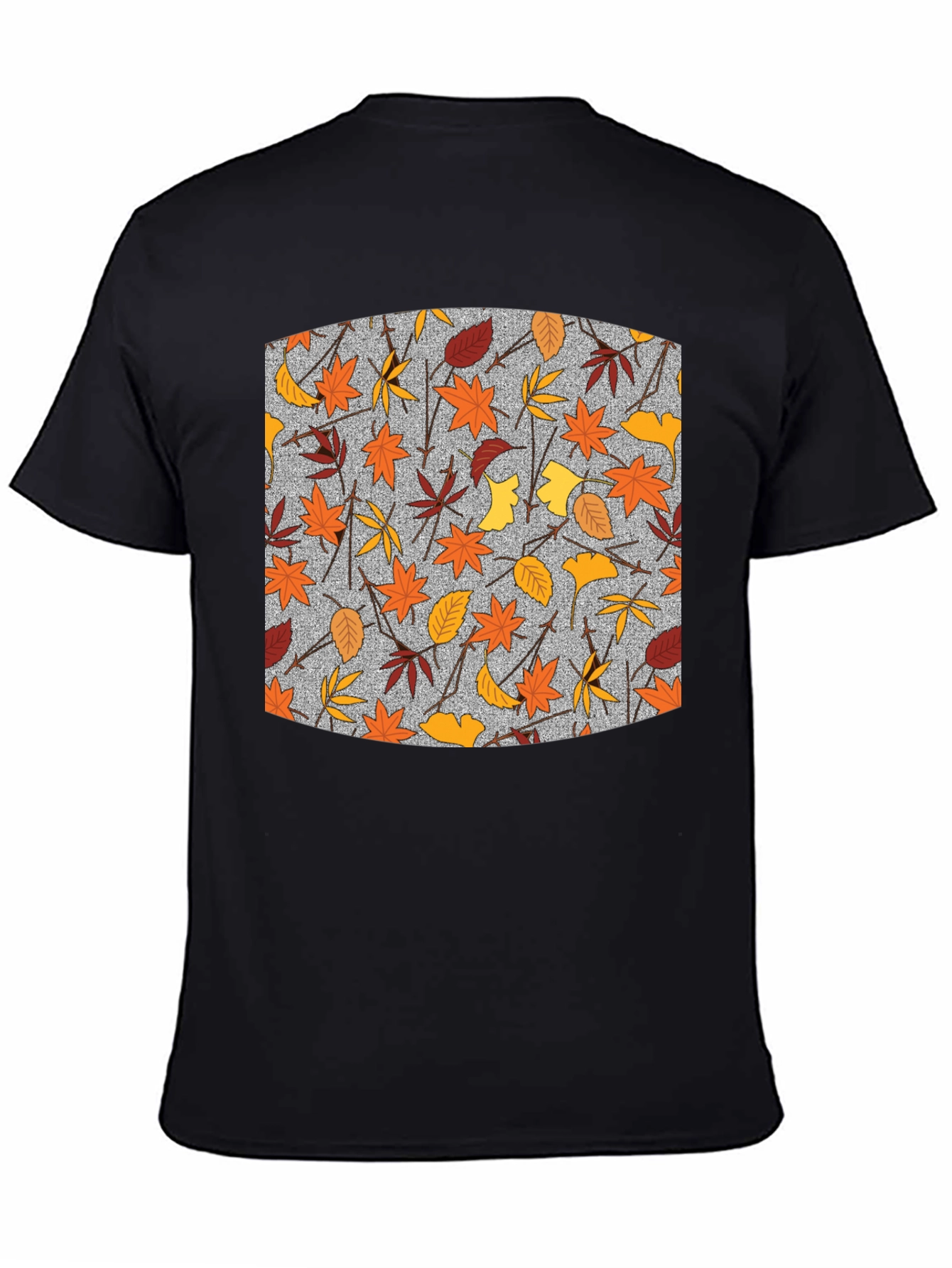 Autumn Leaf Pattern Black T-Shirt