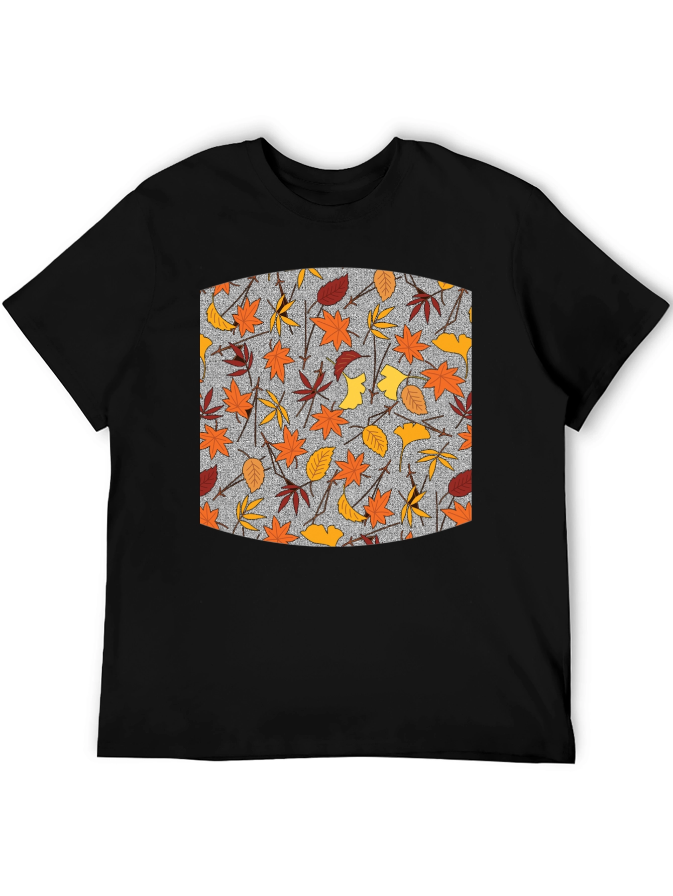 Autumn Leaf Pattern Black T-Shirt