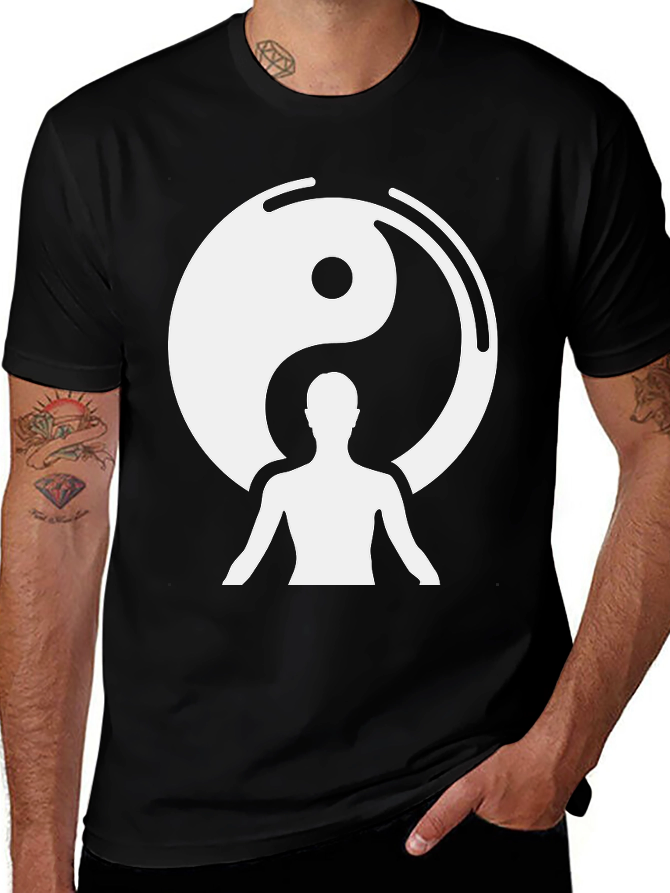 Yin Yang Meditation Graphic Tee - Black