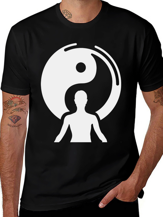 Yin Yang Meditation Graphic Tee - Black