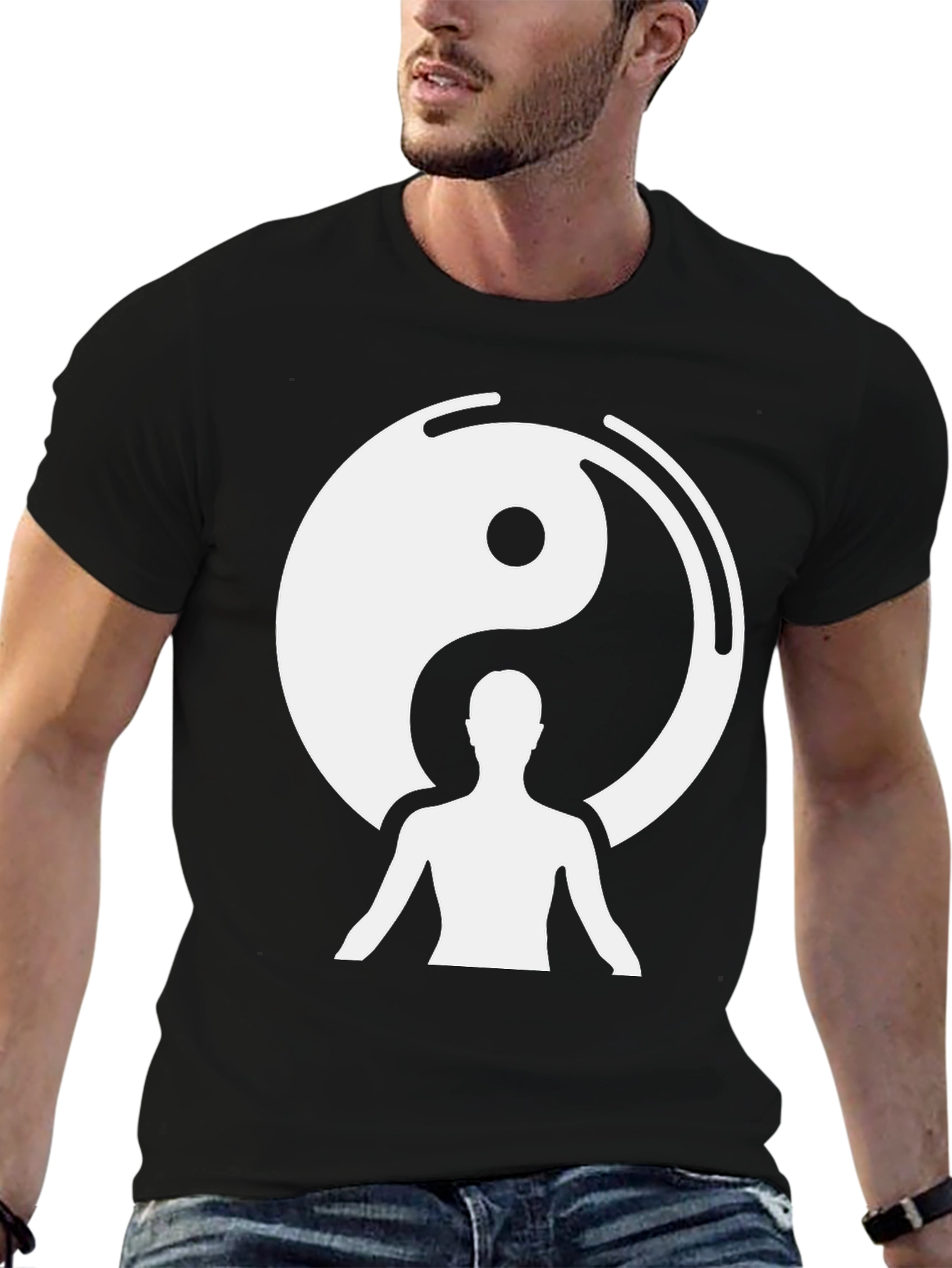 Yin Yang Meditation Graphic Tee - Black