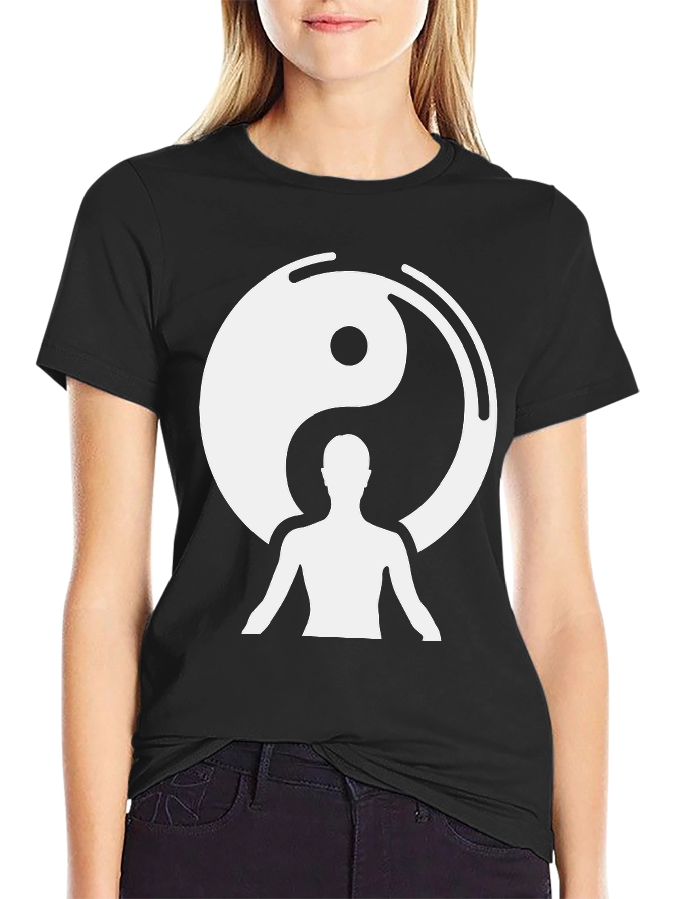 Yin Yang Meditation Graphic Tee - Black