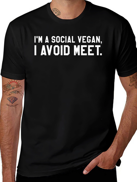 Social Vegan Tee - Avoid Meat Funny Vegan T-Shirt
