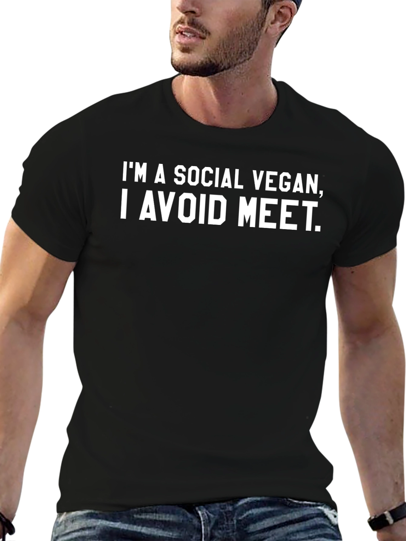 Social Vegan Tee - Avoid Meat Funny Vegan T-Shirt