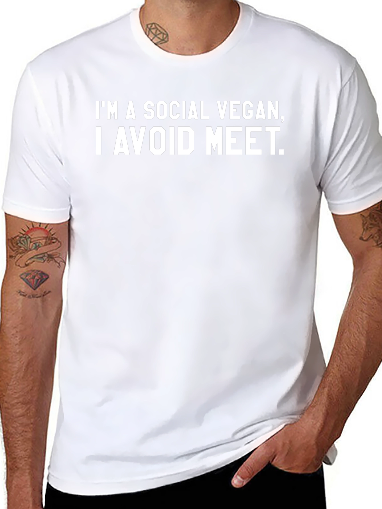 Social Vegan Tee - Avoid Meat Funny Vegan T-Shirt