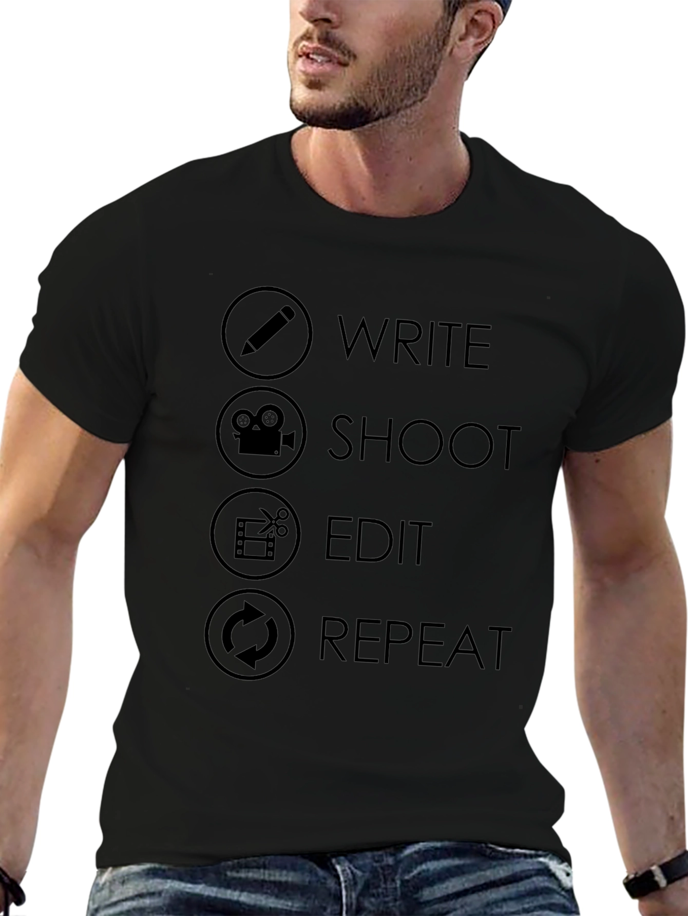 Write Shoot Edit Repeat Graphic T-Shirt