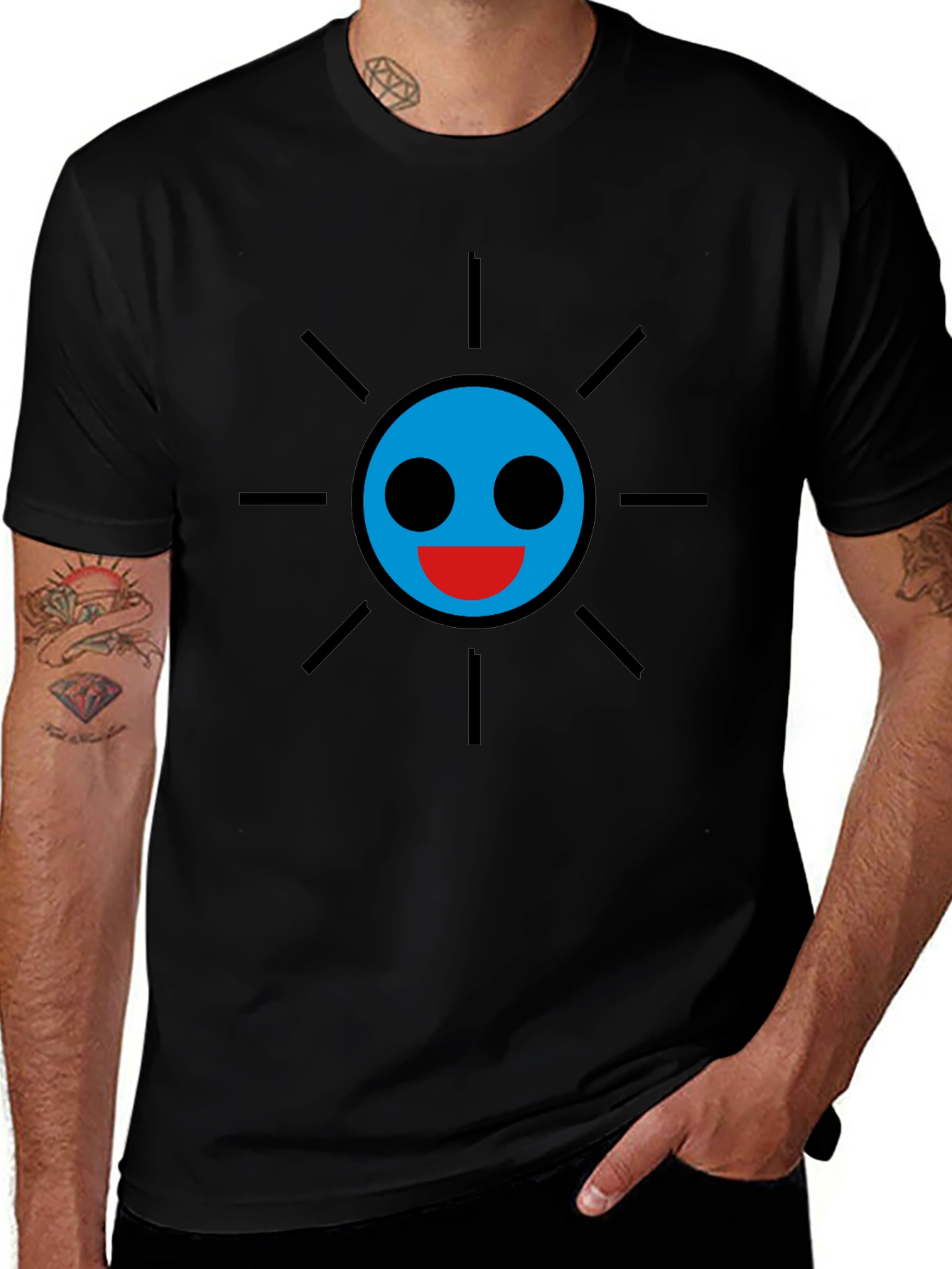 Smiley Sun Graphic Tee - Black