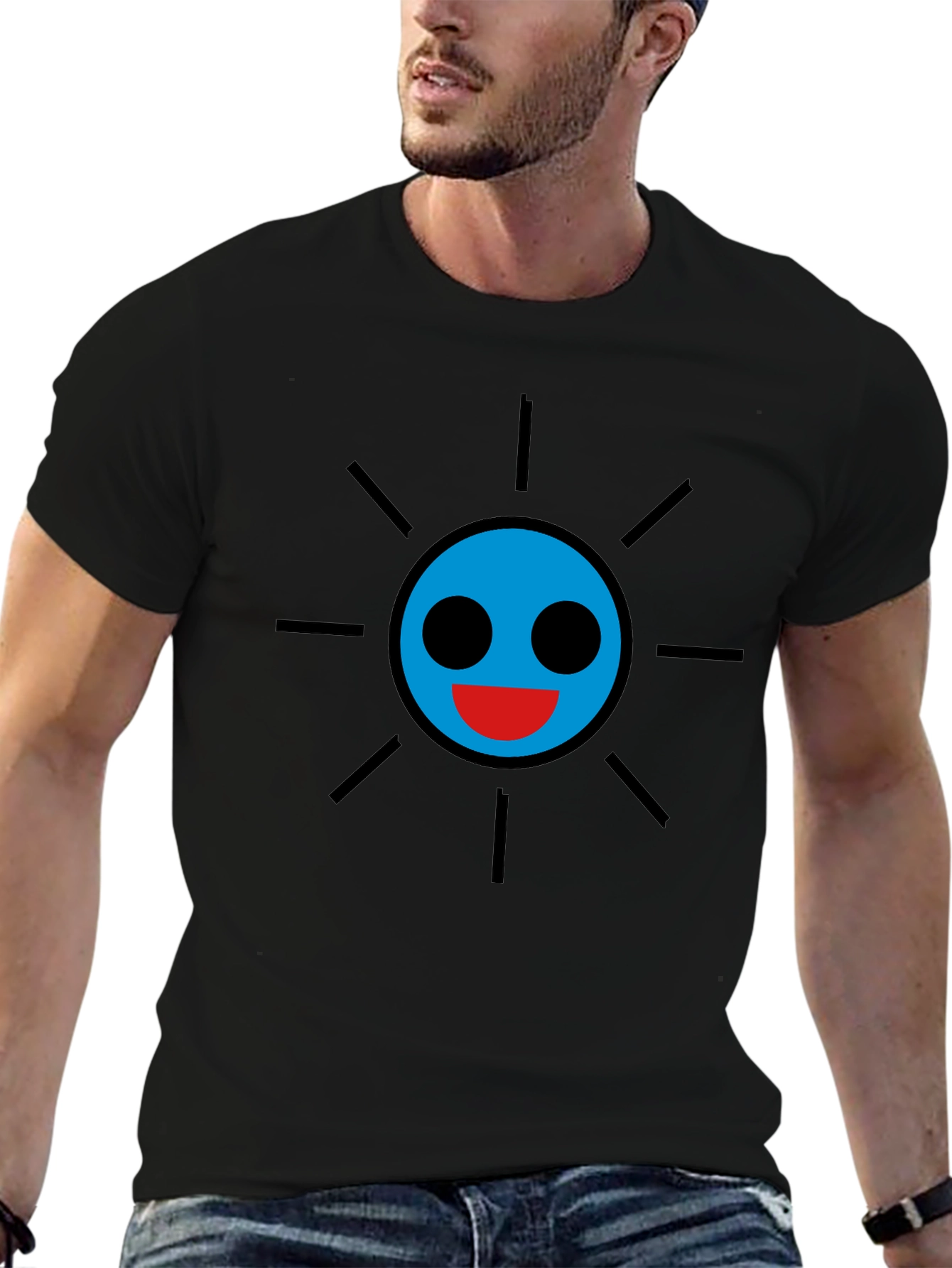 Smiley Sun Graphic Tee - Black