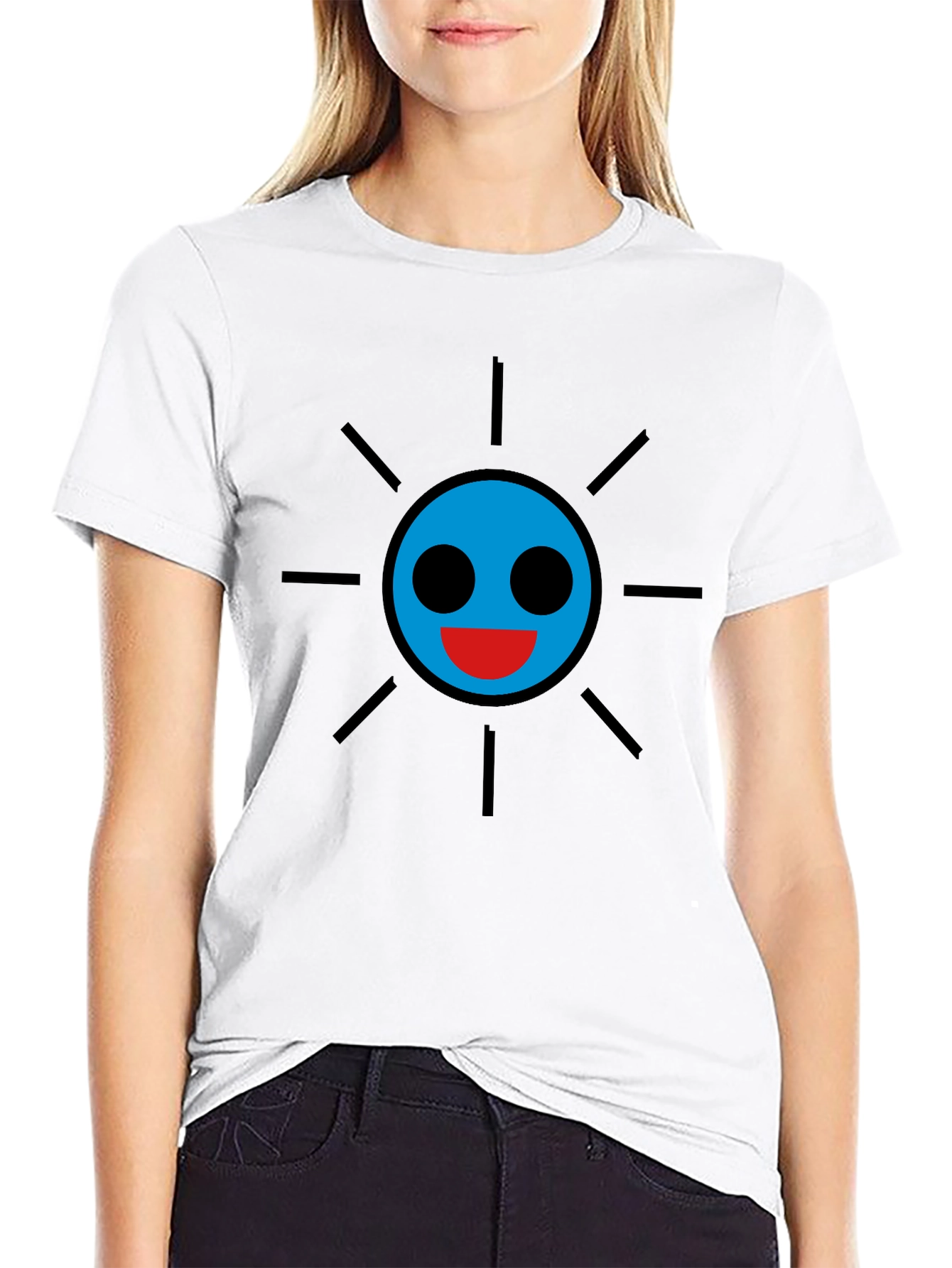Smiley Sun Graphic Tee - Black