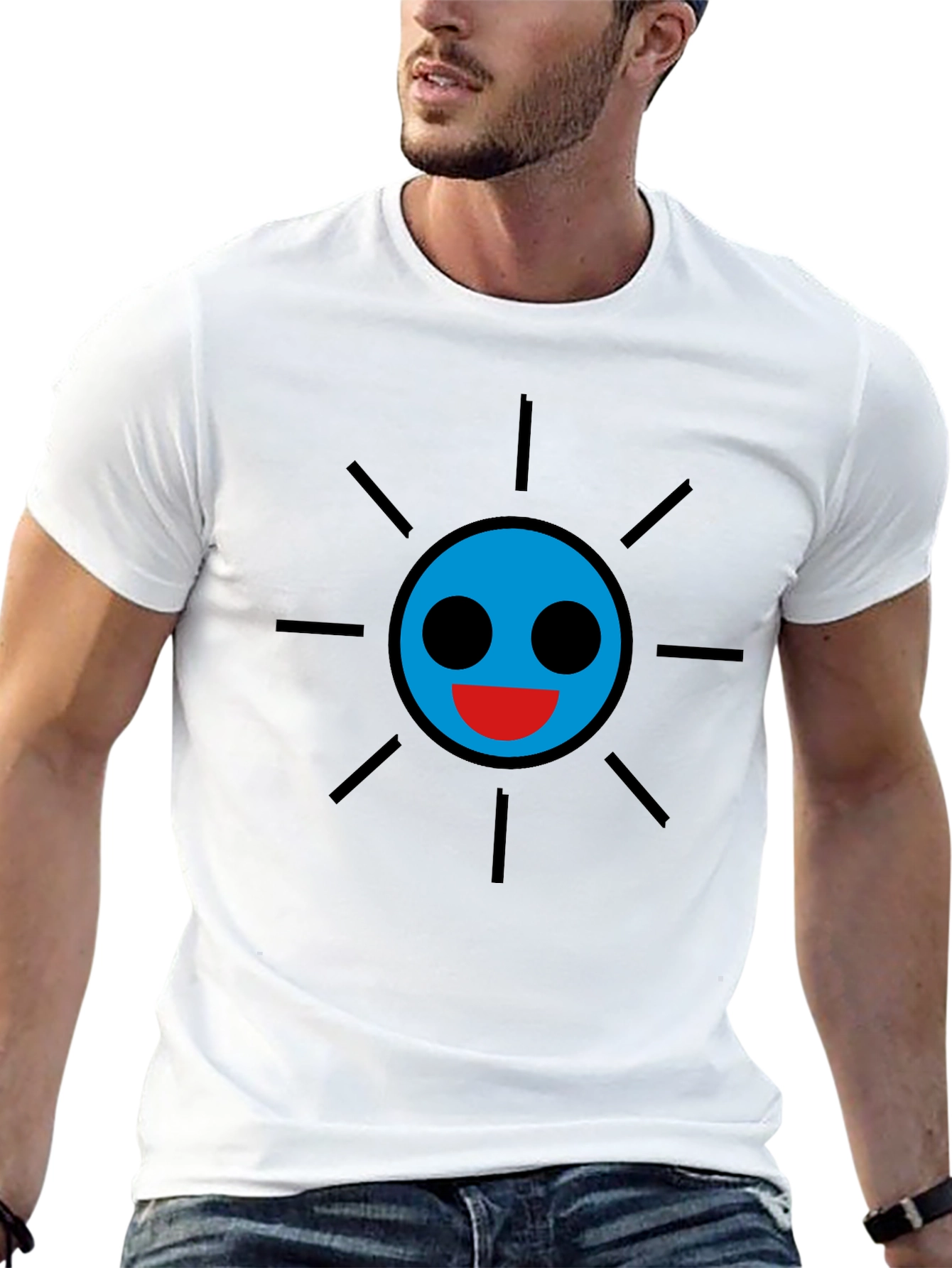Smiley Sun Graphic Tee - Black