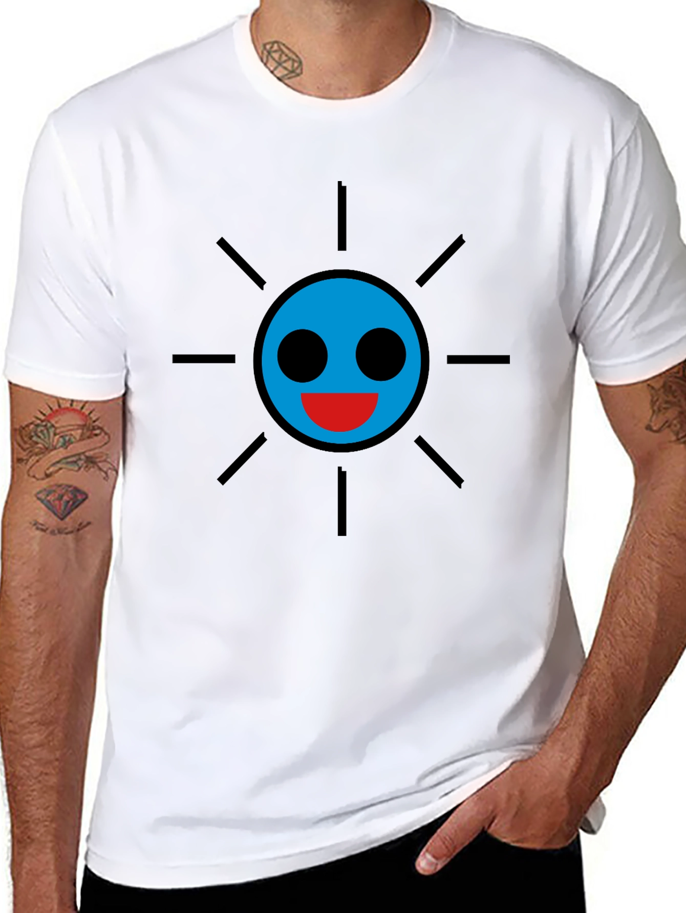 Smiley Sun Graphic Tee - Black
