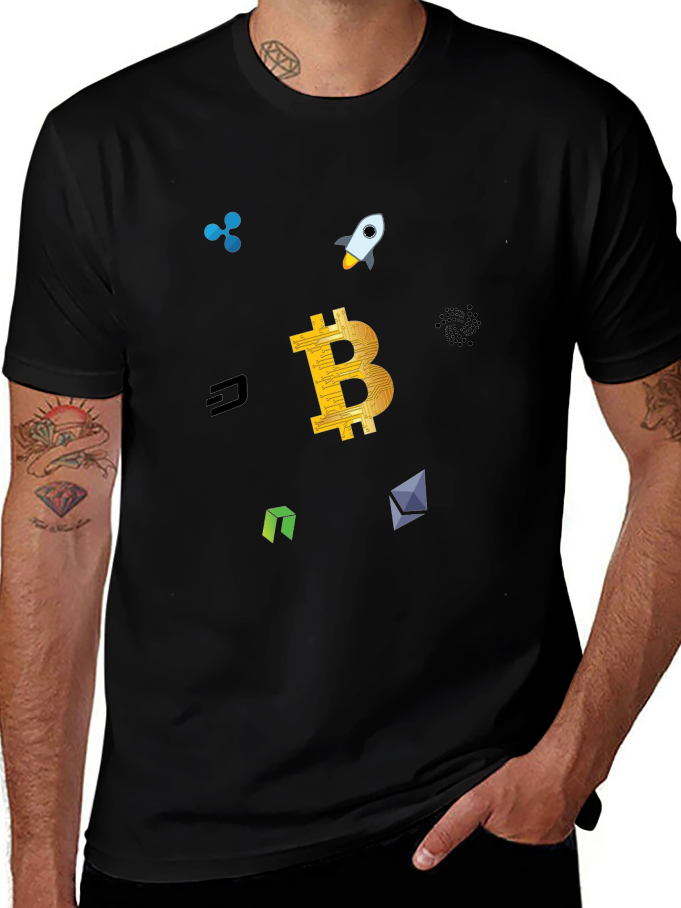 Crypto Currency T-Shirt Bitcoin Rocket