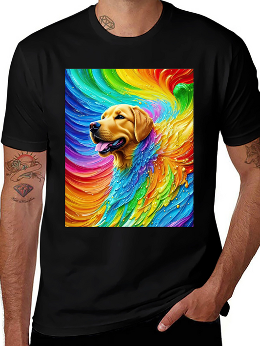 Rainbow Dog Graphic Tee - Soft Cotton Blend T-Shirt