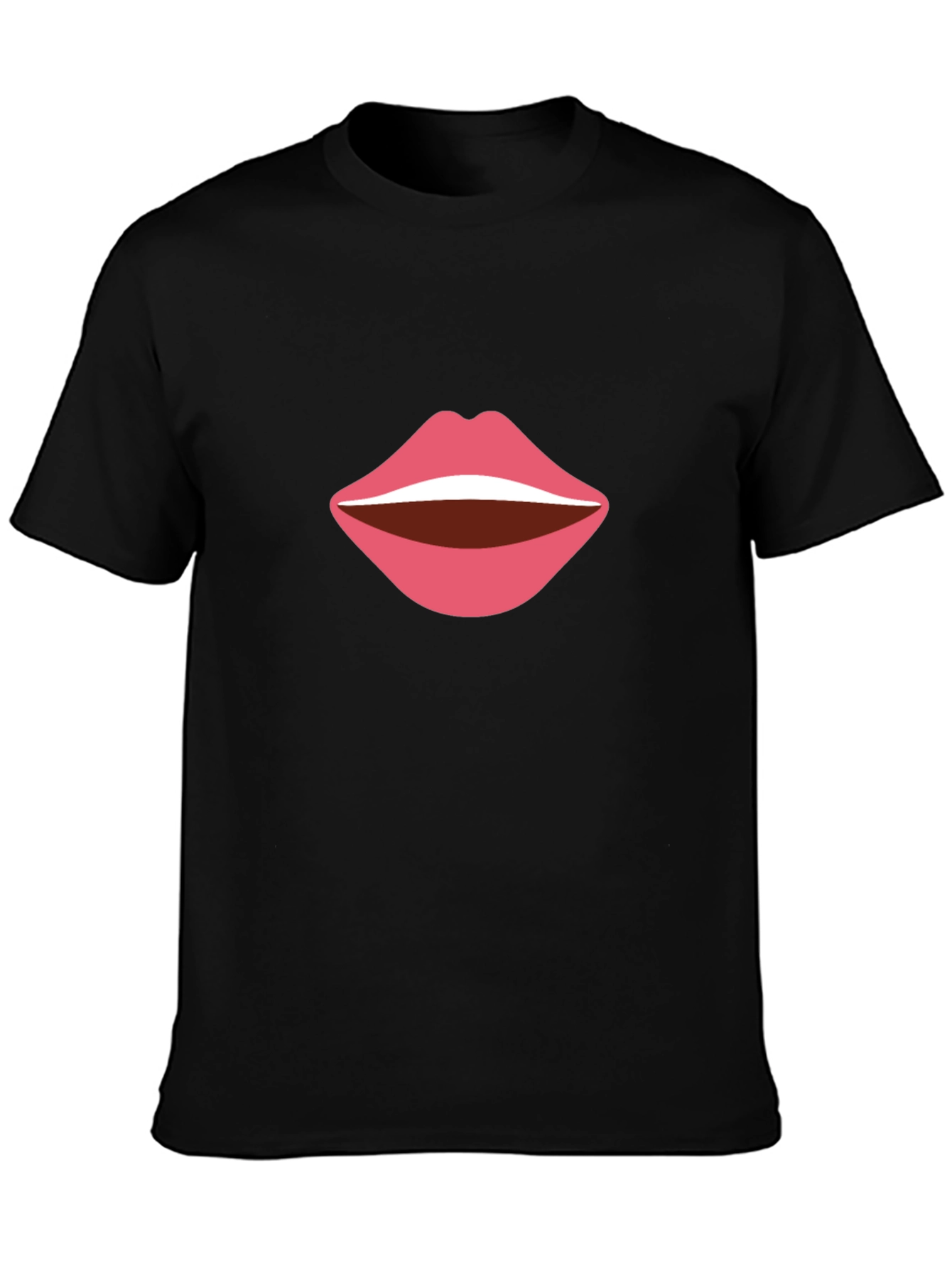 Bold Lips Graphic Tee - Casual Black T-Shirt