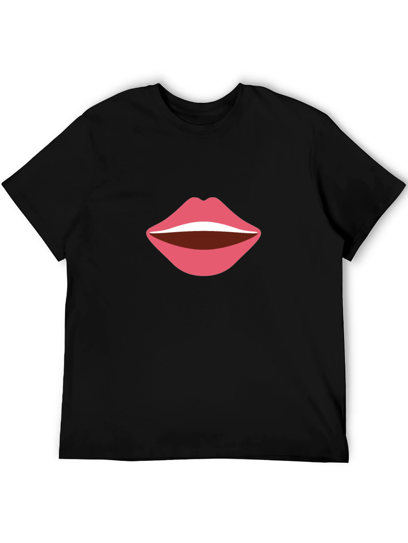 Bold Lips Graphic Tee - Casual Black T-Shirt