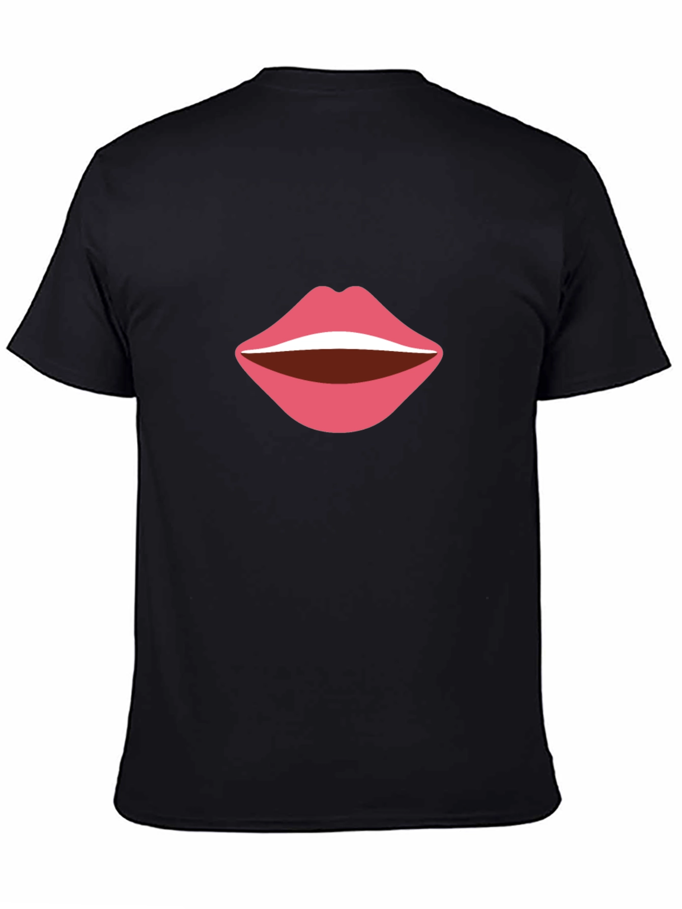 Bold Lips Graphic Tee - Casual Black T-Shirt