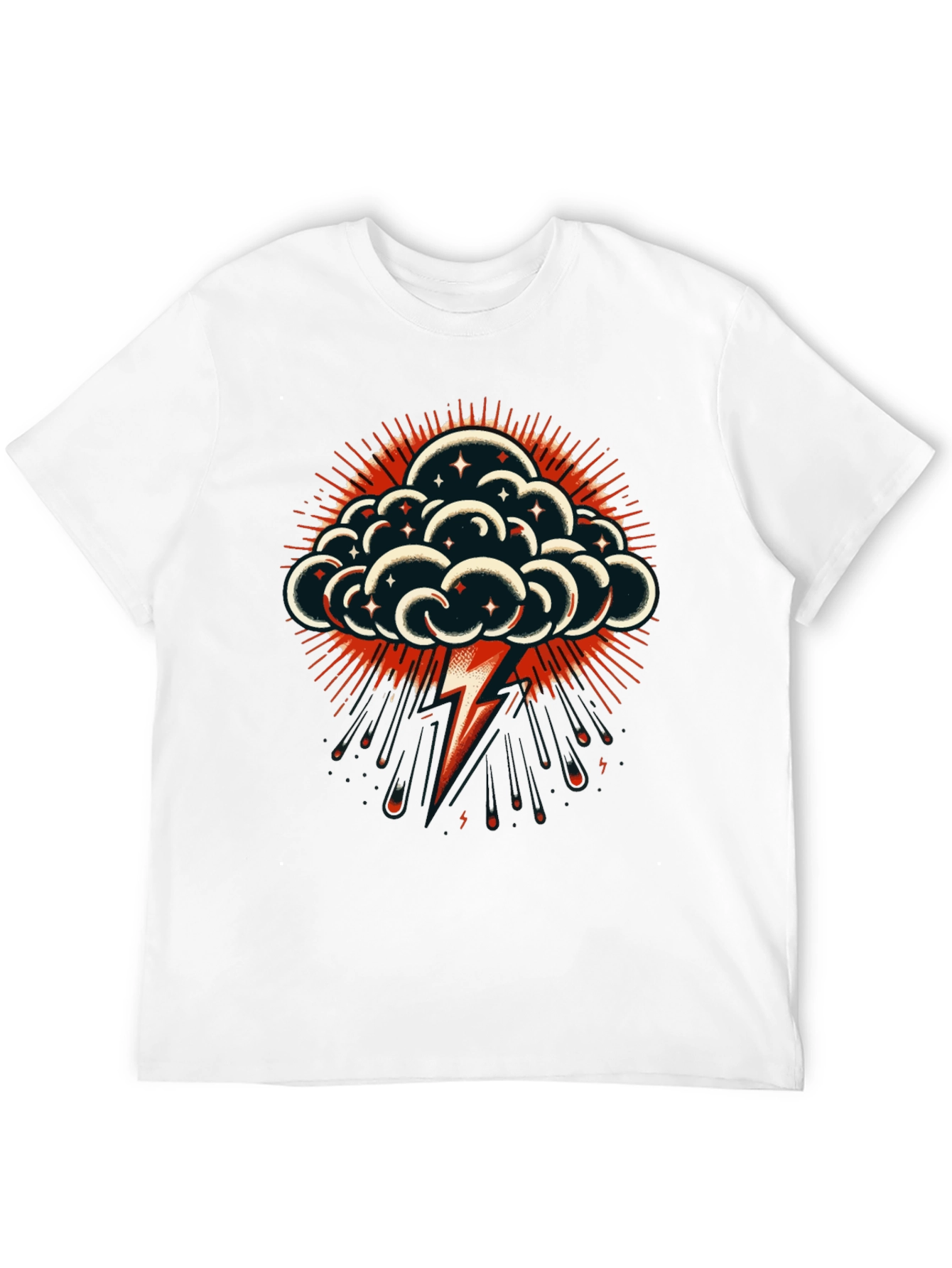 Thunderbolt Cloud Graphic Tee - Stylish Black T-Shirt