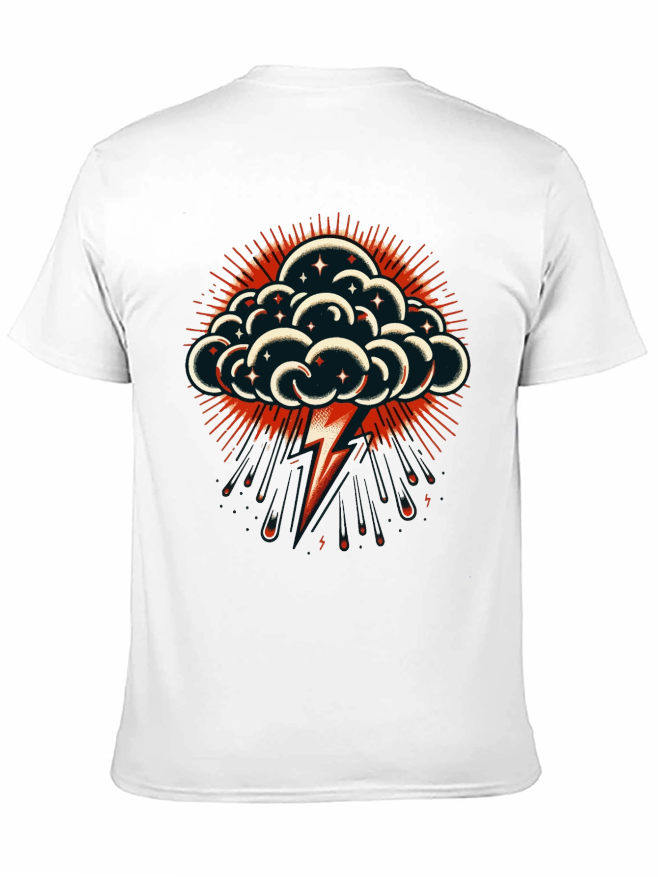 Thunderbolt Cloud Graphic Tee - Stylish Black T-Shirt