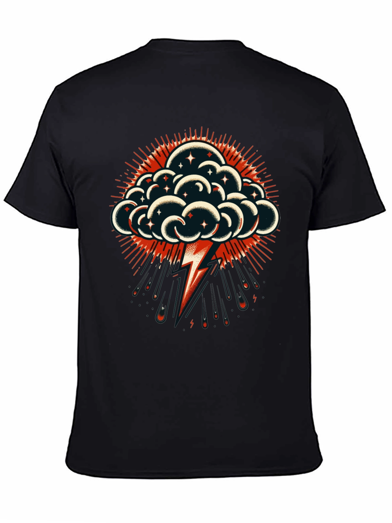 Thunderbolt Cloud Graphic Tee - Stylish Black T-Shirt