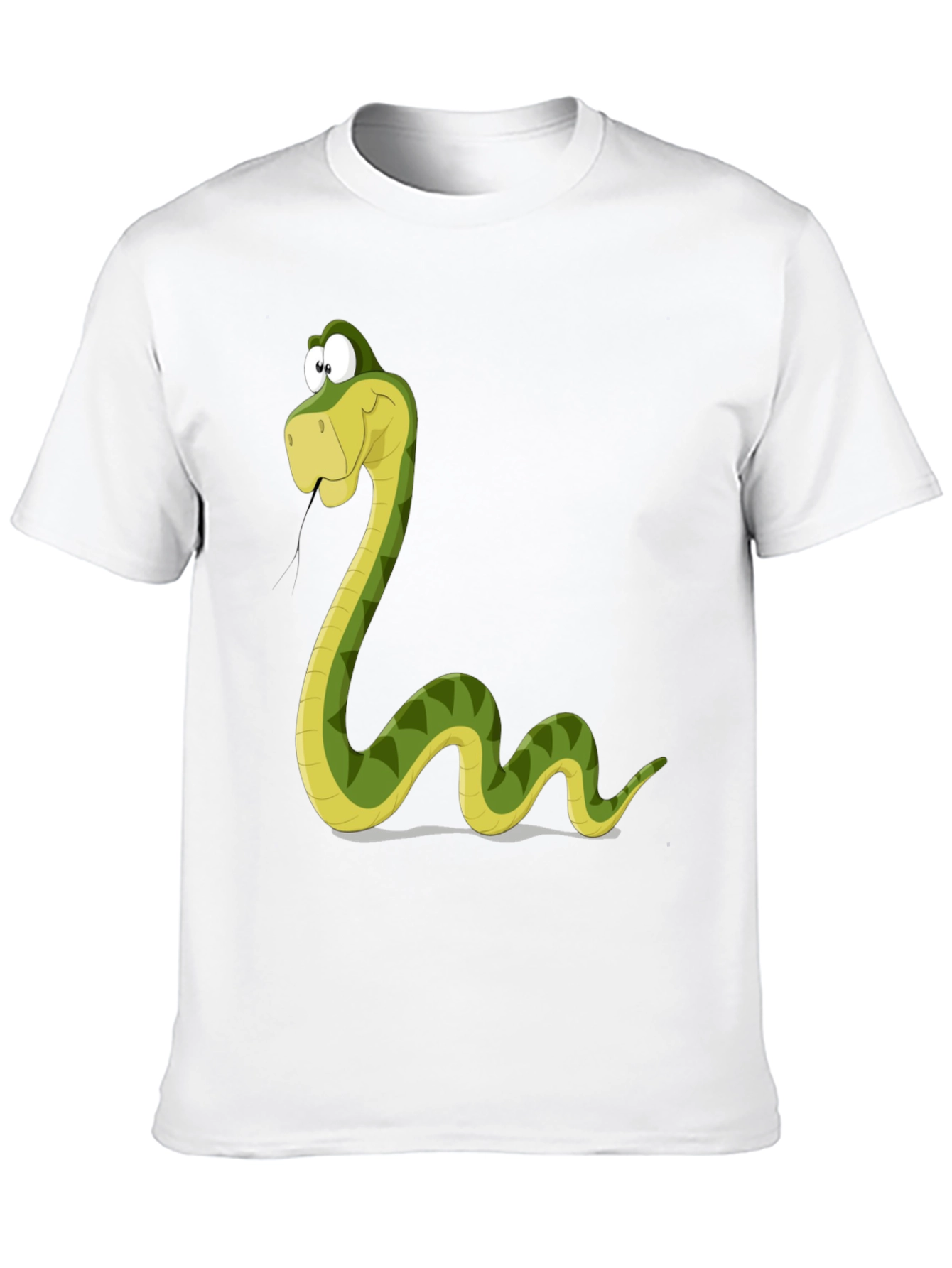 Cartoon Snake Graphic Tee - Black Cotton T-Shirt