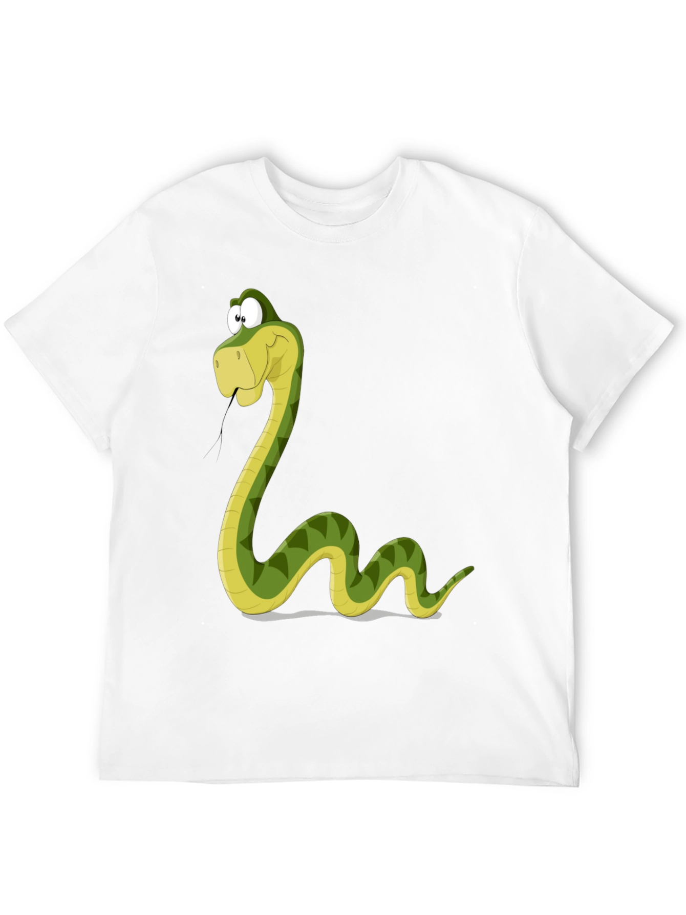 Cartoon Snake Graphic Tee - Black Cotton T-Shirt