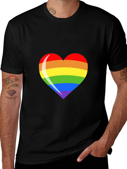 Pride Heart Graphic Tee - Black Short Sleeve Shirt