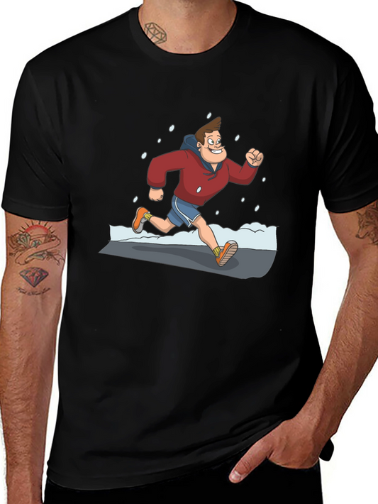 Cartoon Runner Graphic Black T-Shirt