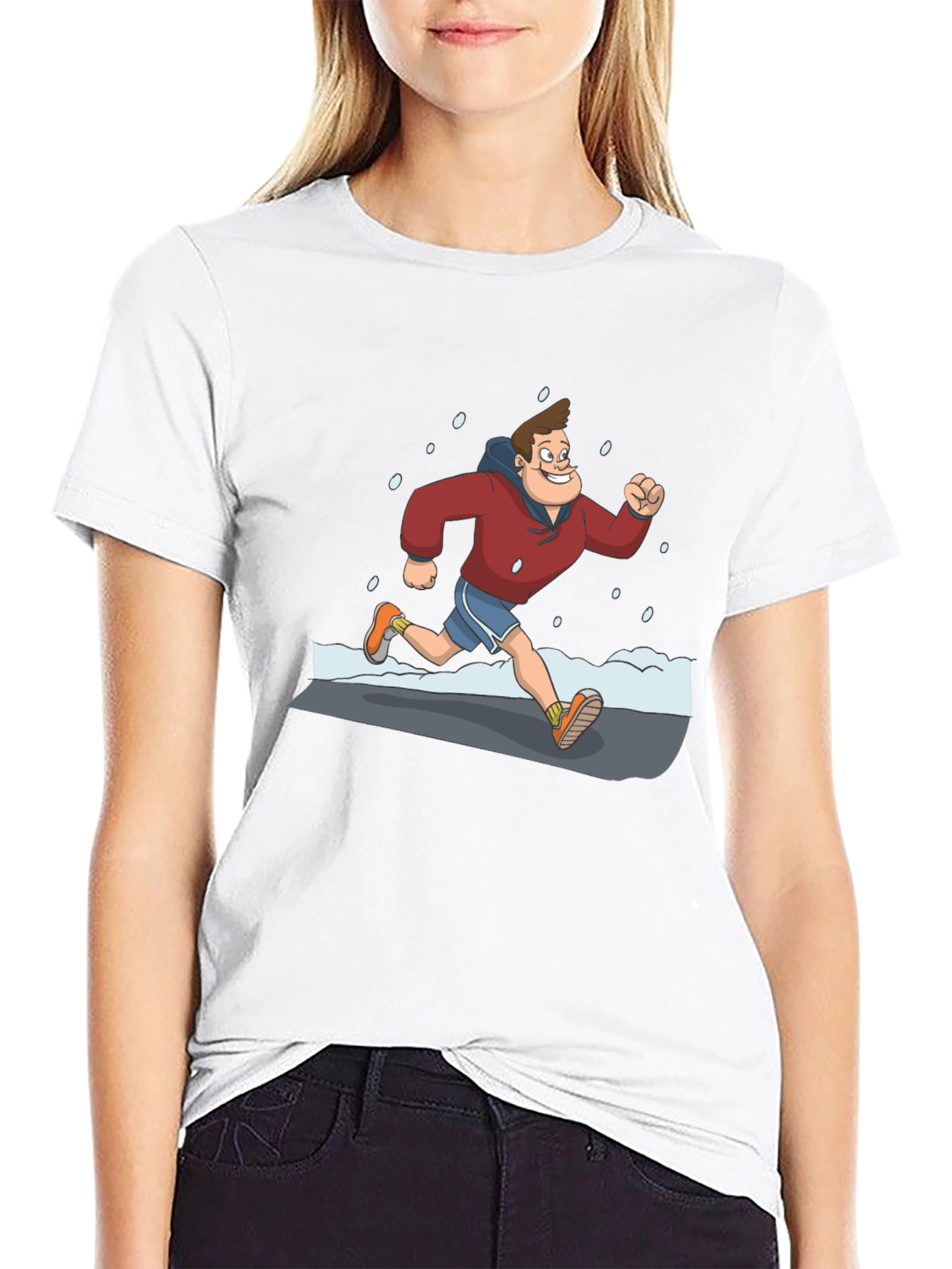 Cartoon Runner Graphic Black T-Shirt