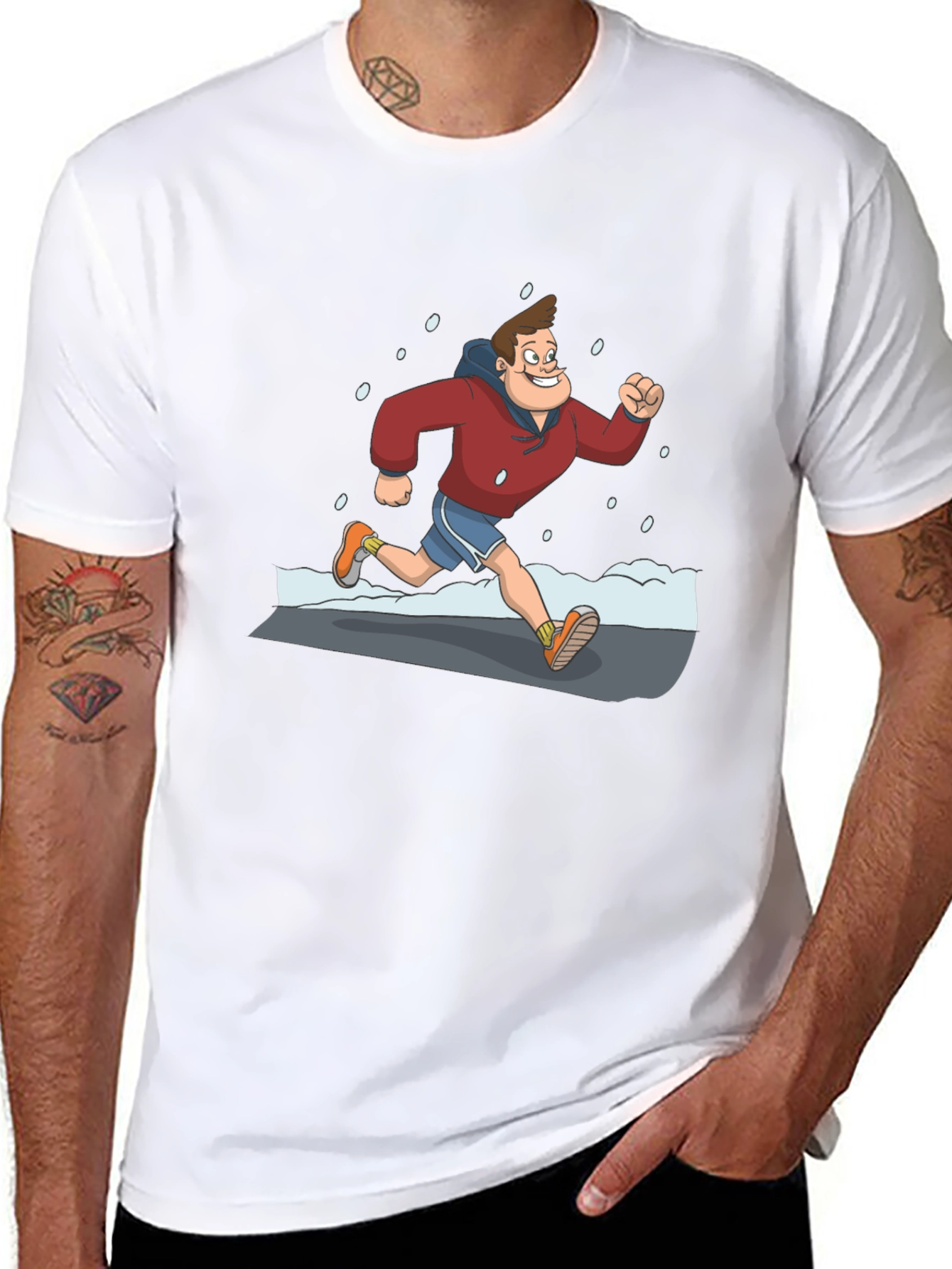 Cartoon Runner Graphic Black T-Shirt
