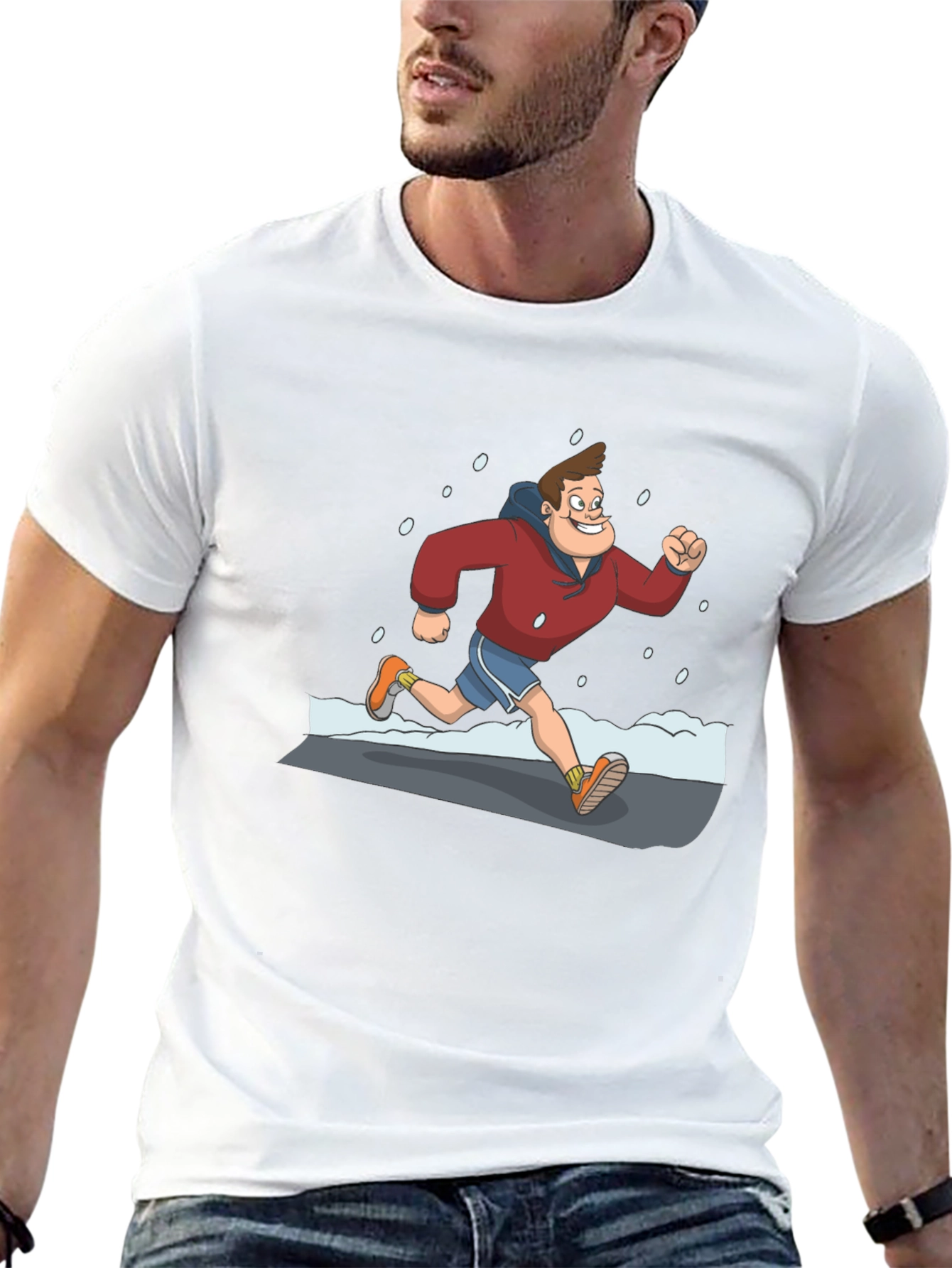Cartoon Runner Graphic Black T-Shirt