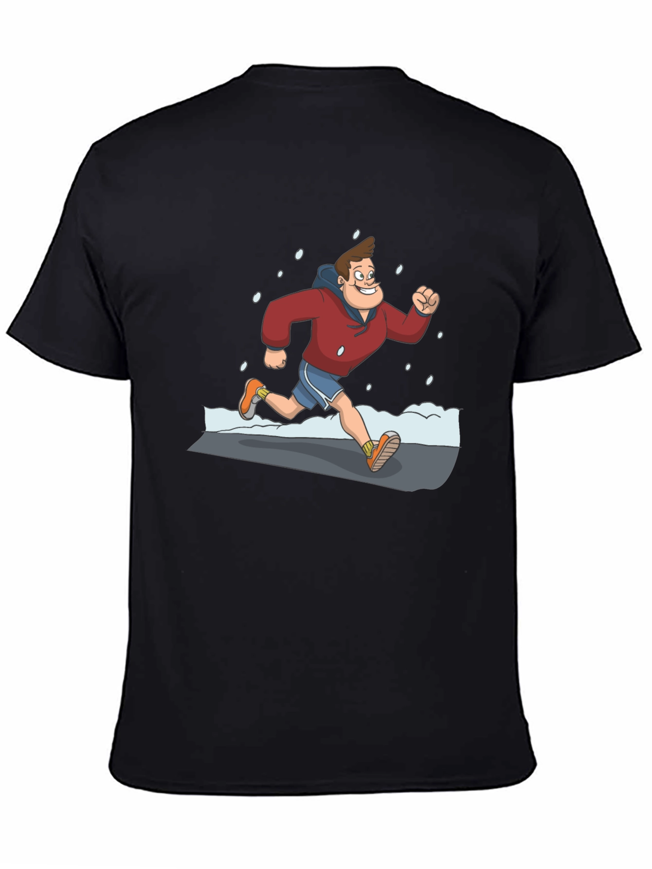 Cartoon Runner Graphic Black T-Shirt