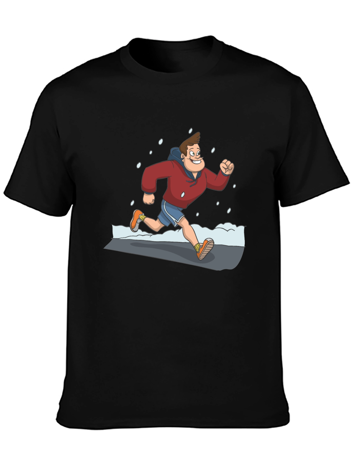 Cartoon Runner Graphic Black T-Shirt