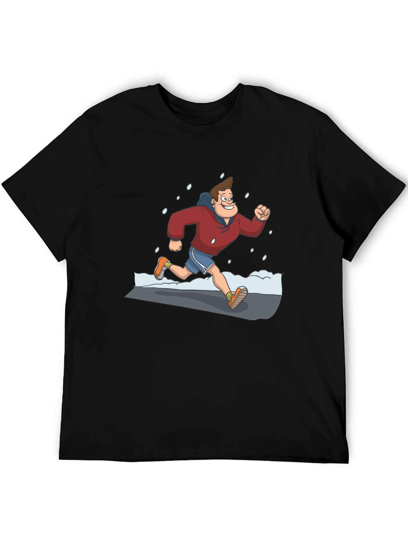 Cartoon Runner Graphic Black T-Shirt