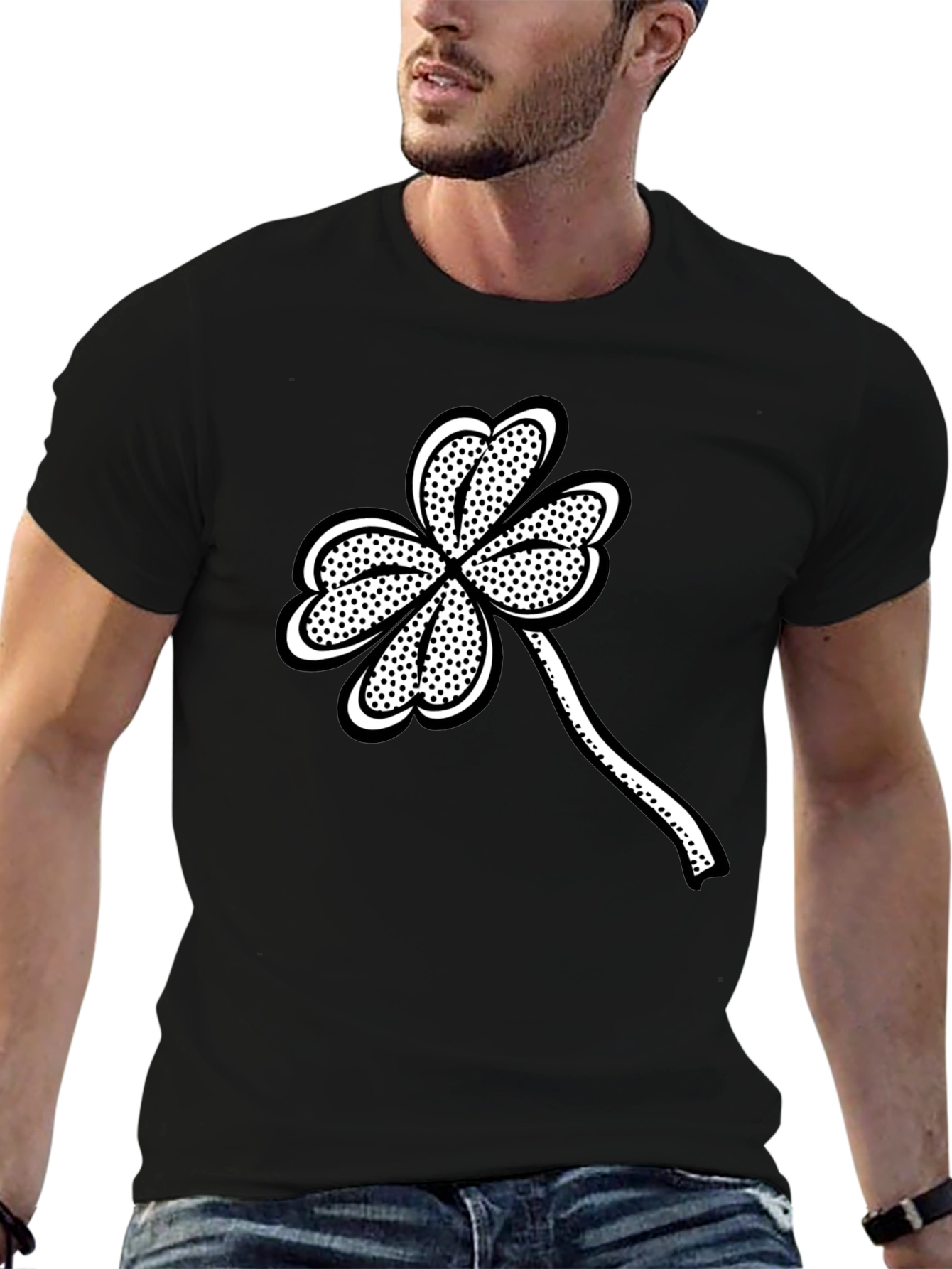 St. Patricks Day Black Clover Graphic Tee