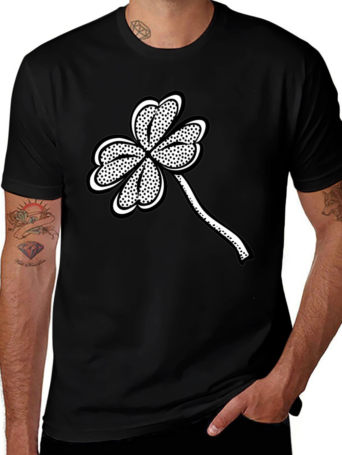 St. Patricks Day Black Clover Graphic Tee