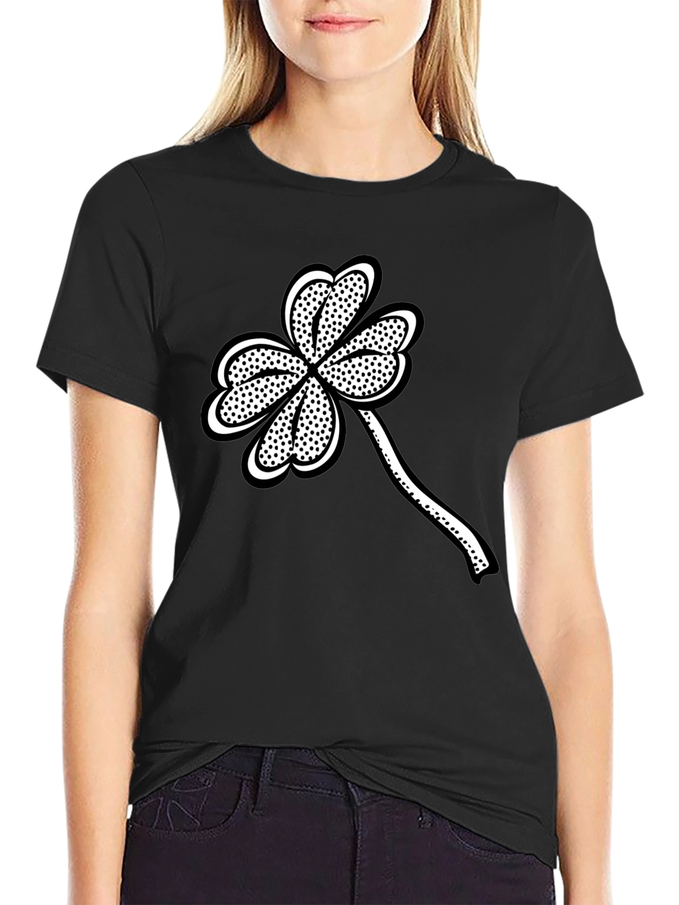 St. Patricks Day Black Clover Graphic Tee