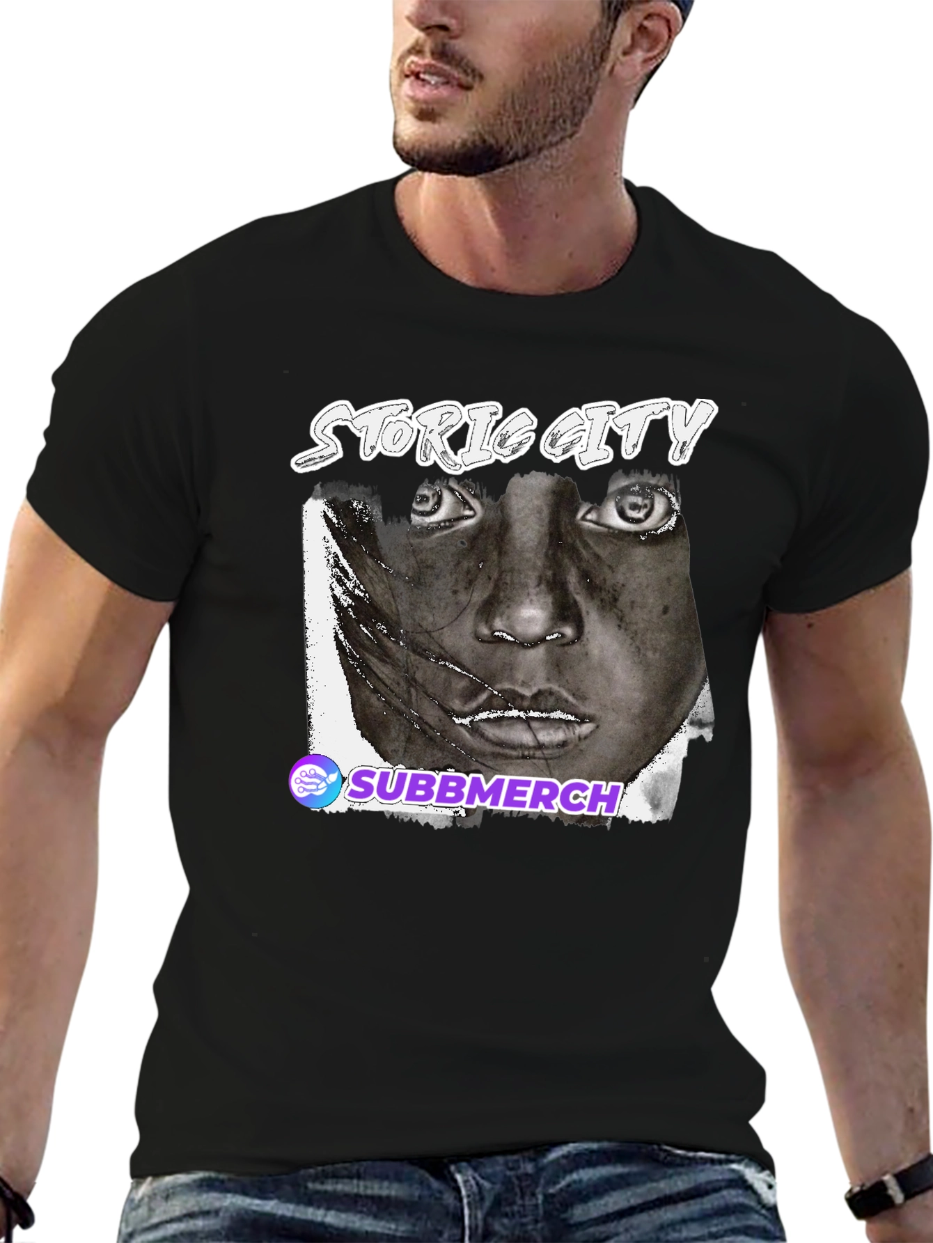 Black Graphic Tee - Historic City Portrait