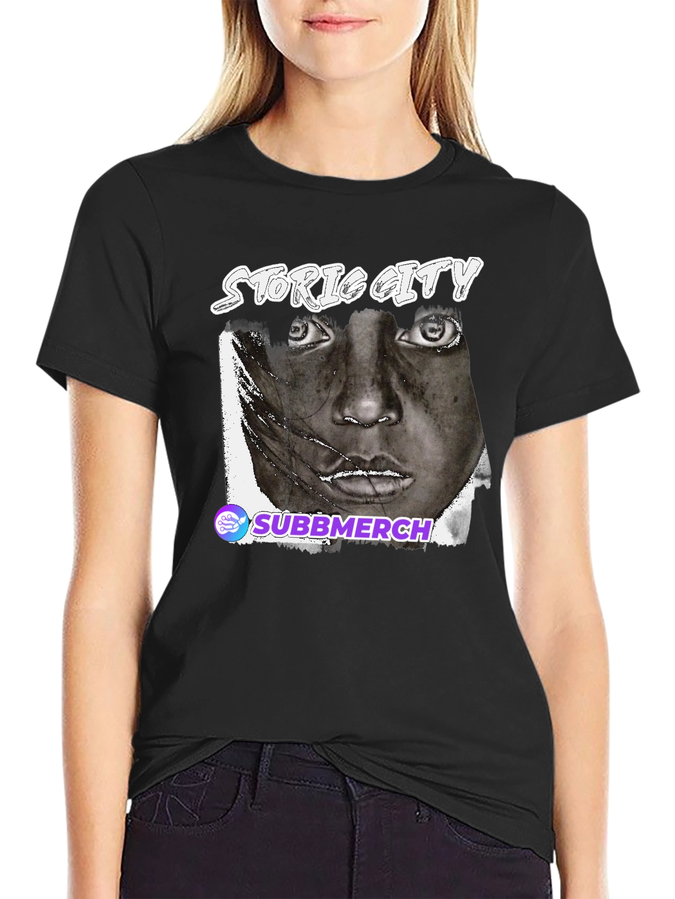 Black Graphic Tee - Historic City Portrait