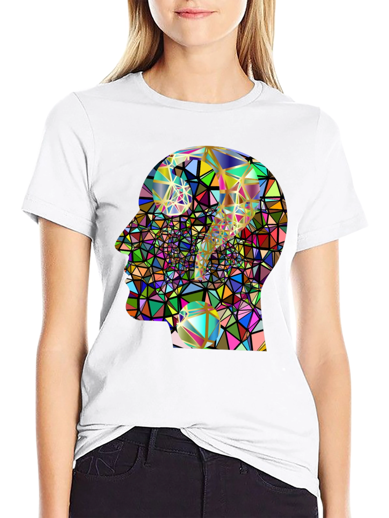 Abstract Mind T-Shirt - Geometric Question Mark Design