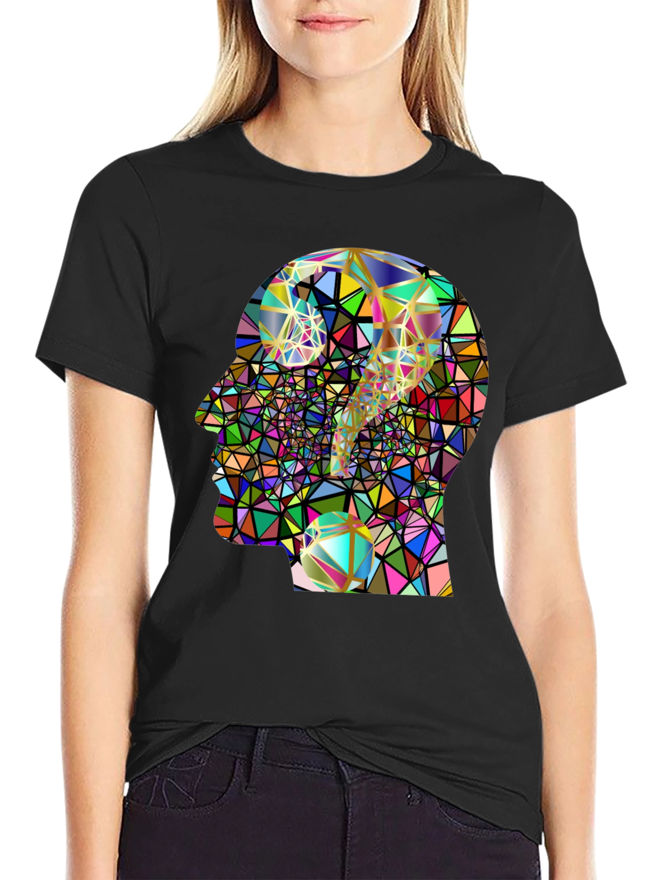 Abstract Mind T-Shirt - Geometric Question Mark Design