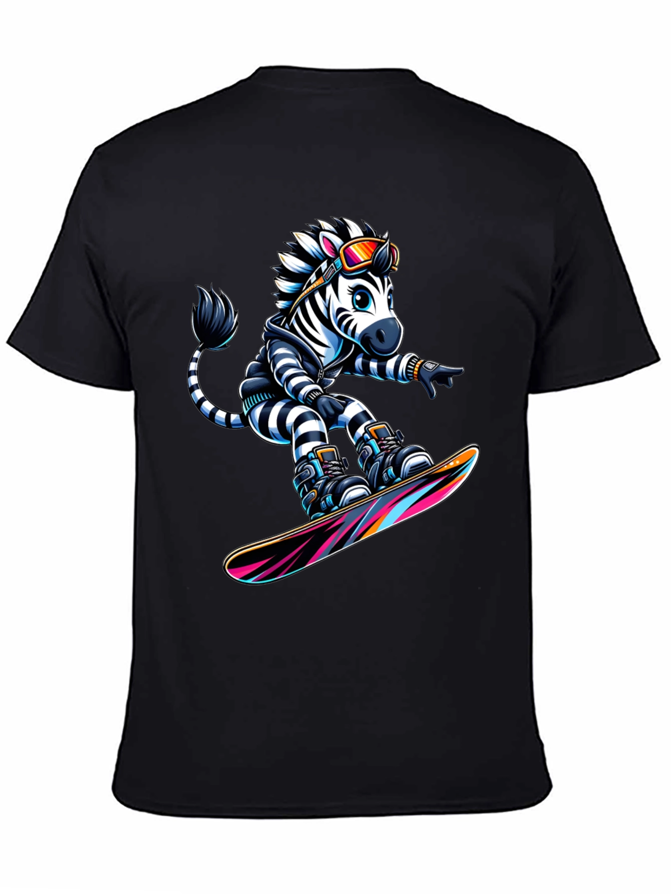Zebra Snowboarder Graphic T-Shirt